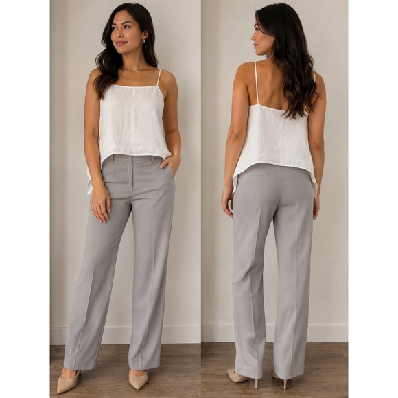 Joie Pants - Joie Grey Lavender High Rise Straight‎ Leg Dress Pants Size 14 Career Trousers